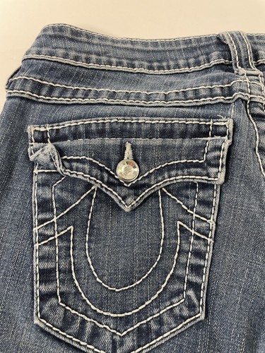 True Religion Womens 28 Jeans Disco Billy Big T Blue Tag Crystals 30x33 - Picture 6 of 11