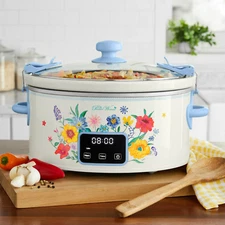 6-Quart The Pioneer Woman Digital Slow Cooker, Locking Lid, Brilliant Blooms