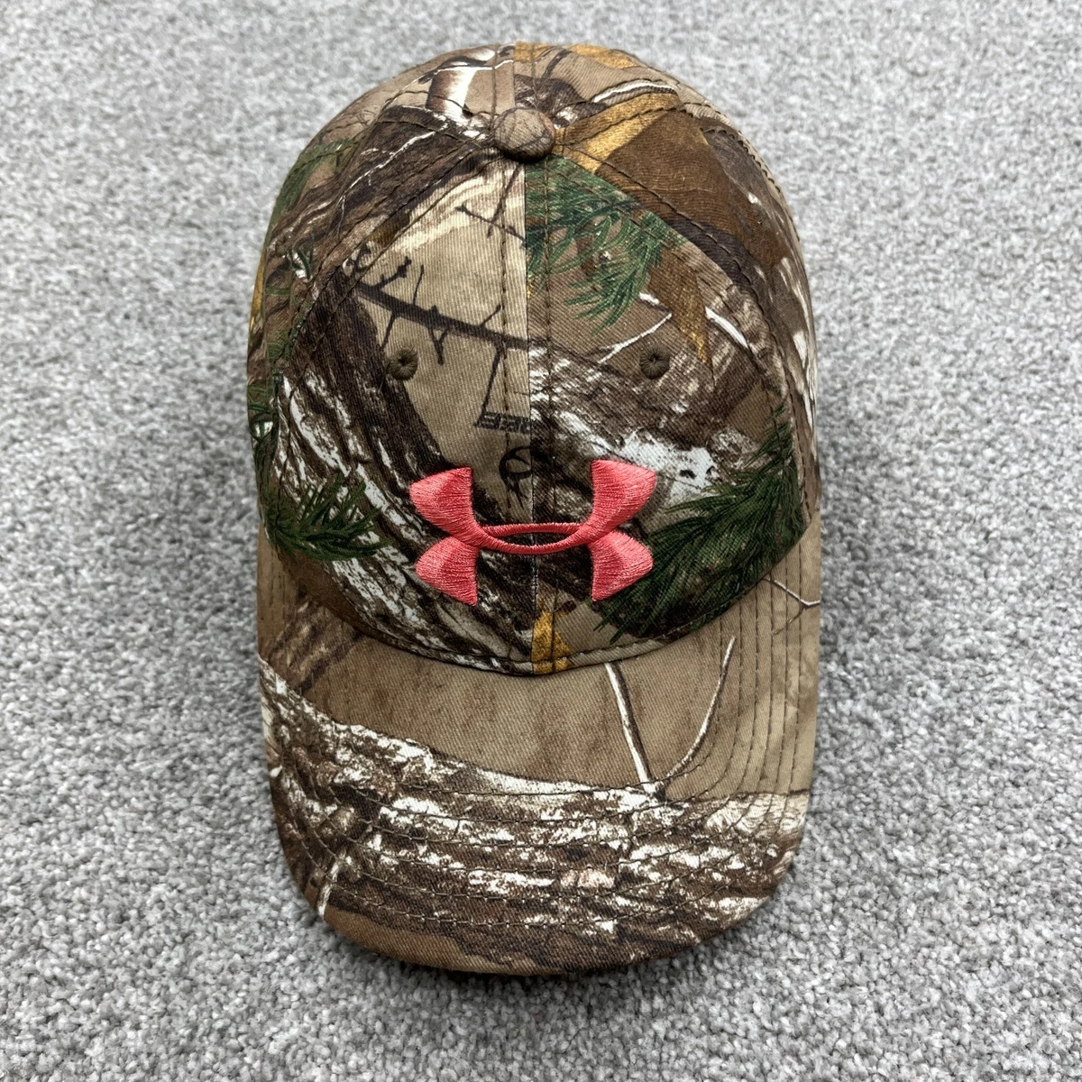 Under Armour Hat Cap Snap Back Pink Camo Plain Logo Performance