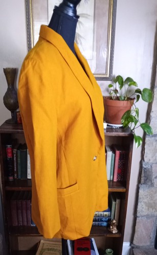 Vintage RADCLIFFE Women's Size 10 100% Wool Blazer Mustard - Picture 4 of 14