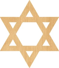 Star Of David Laser Cut Out Wood Shape Craft Supply - Woodcraft Cutout