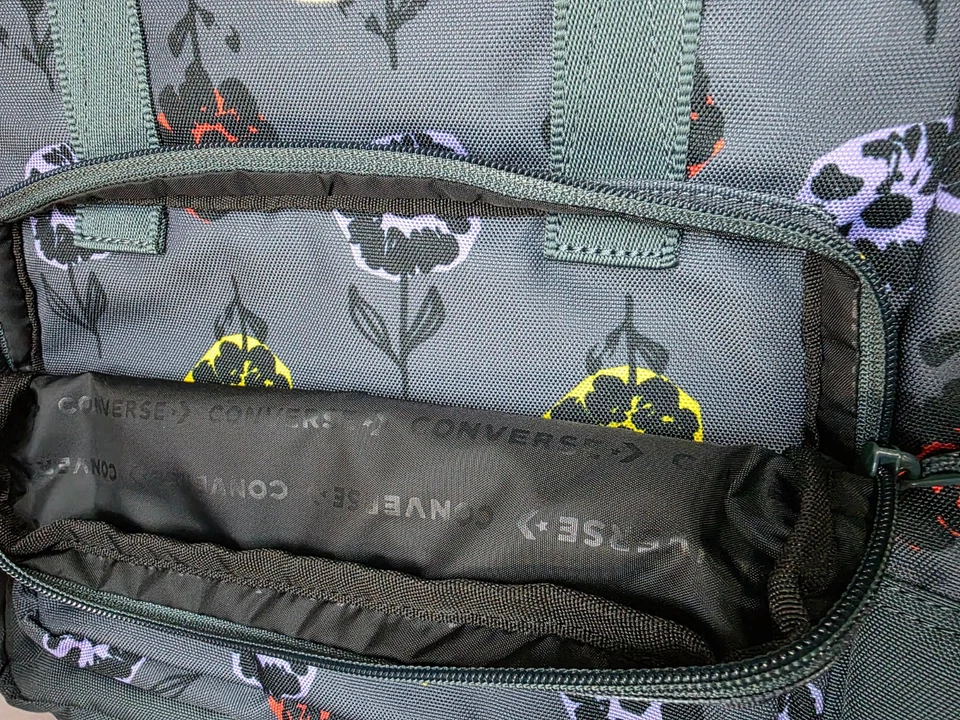 Converse Unisex Floral Square Backpack, Green - Image 4 of 4