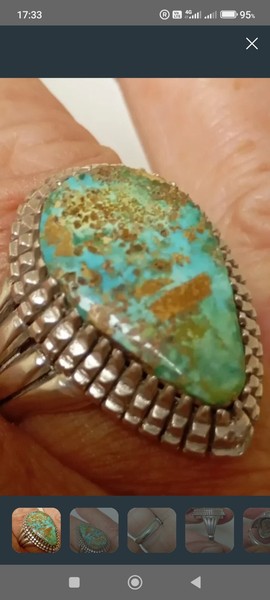 Bague Turquoise Et Argent 925 Taille 19