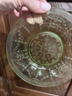 Vintage Anchor Hocking Cameo Ballerina Green Uranium 6"  Luncheon Plates