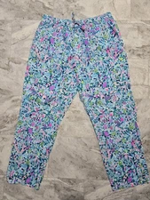 Lilly Pulitzer Lounge Pants Womens Sz 2XL Sea Life Print Cotton Drawstring 