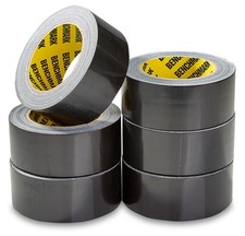 6 Pack - Black Duct Tape 2 in x 90 ft/Roll ; Total of 540 Feet 180 Yards ; ...