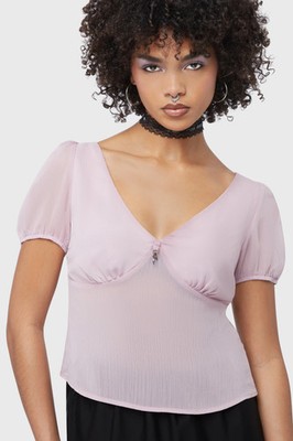 Killstar Fawnlight Shirt Womens Pink Puff Sleeve Goth Alternative