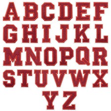 Red Letters Patches Embroidered Iron on Sew On Alphabet For Clothes Crafts Decor