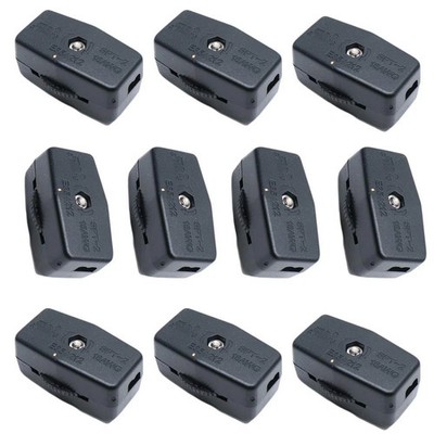Luomorgo 3A 125VAC Lamp Black Inline Rotary Cord Switch 10pcs 