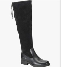 Born Laguna Women  s Black Leather  Suede Knee High Boots Round Toe Size 6.5