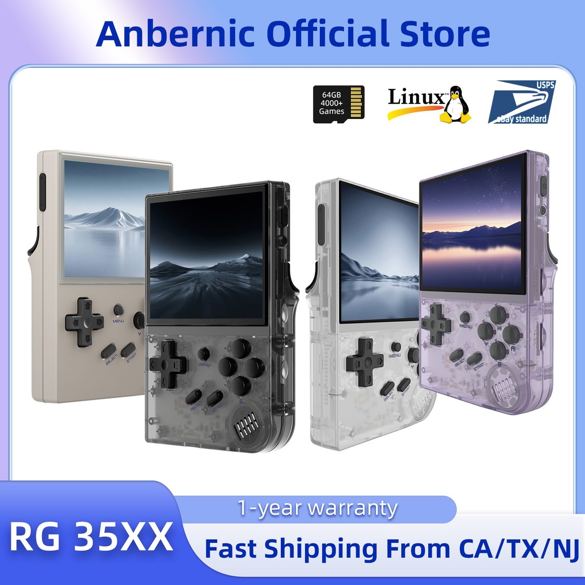 【新品未使用】ANBERNIC NEW 2024 RG35XX 64GB ANBERNIC New 2024 RG35XX Retro Handheld Game Console 3.5
