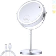 Lighted Makeup Mirror, 20X Magnifying Mirror with Light, Double Sided Makeup Mir