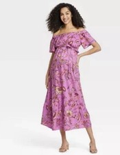 Women's Floral Print Dress Short Sleeve, M