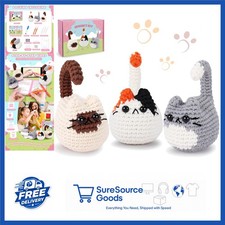 Beginner's Crochet Kit 3PCS Cats Family with Step-by-Step Video Tutorials