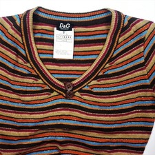 Dolce Gabanna D&G vintage striped V neck wool blend jumper Small