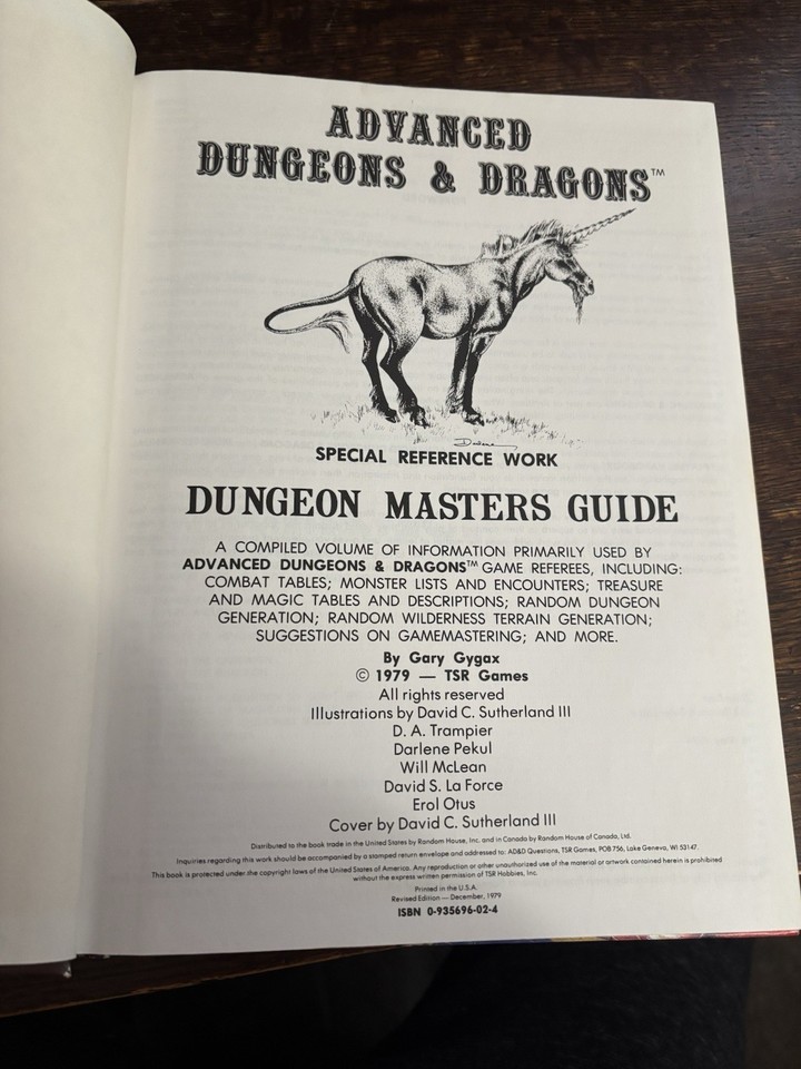 Official Advanced Dungeons & Dragons DUNGEON MASTERS GUIDE Par Gary Gygax AD&D