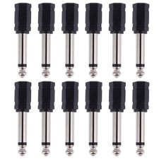 12 Pcs Audio Connector 6.35mm Mono Plug To 3.5mm Mono Jack Adapter