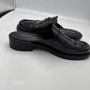 Vintage Stuart Weitzman Black Leather Pointed Slip-On mules 90s Stuart Weitzman - Etsy main image 2