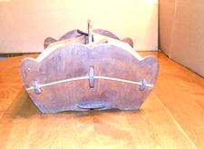 vtg wooden sewing box with unusual design, 11 3/8" x 13" x about 8 1/2" high