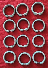 Vintage Retro Plastic Shower Curtain Rings Hooks Set Mid Century Bathroom