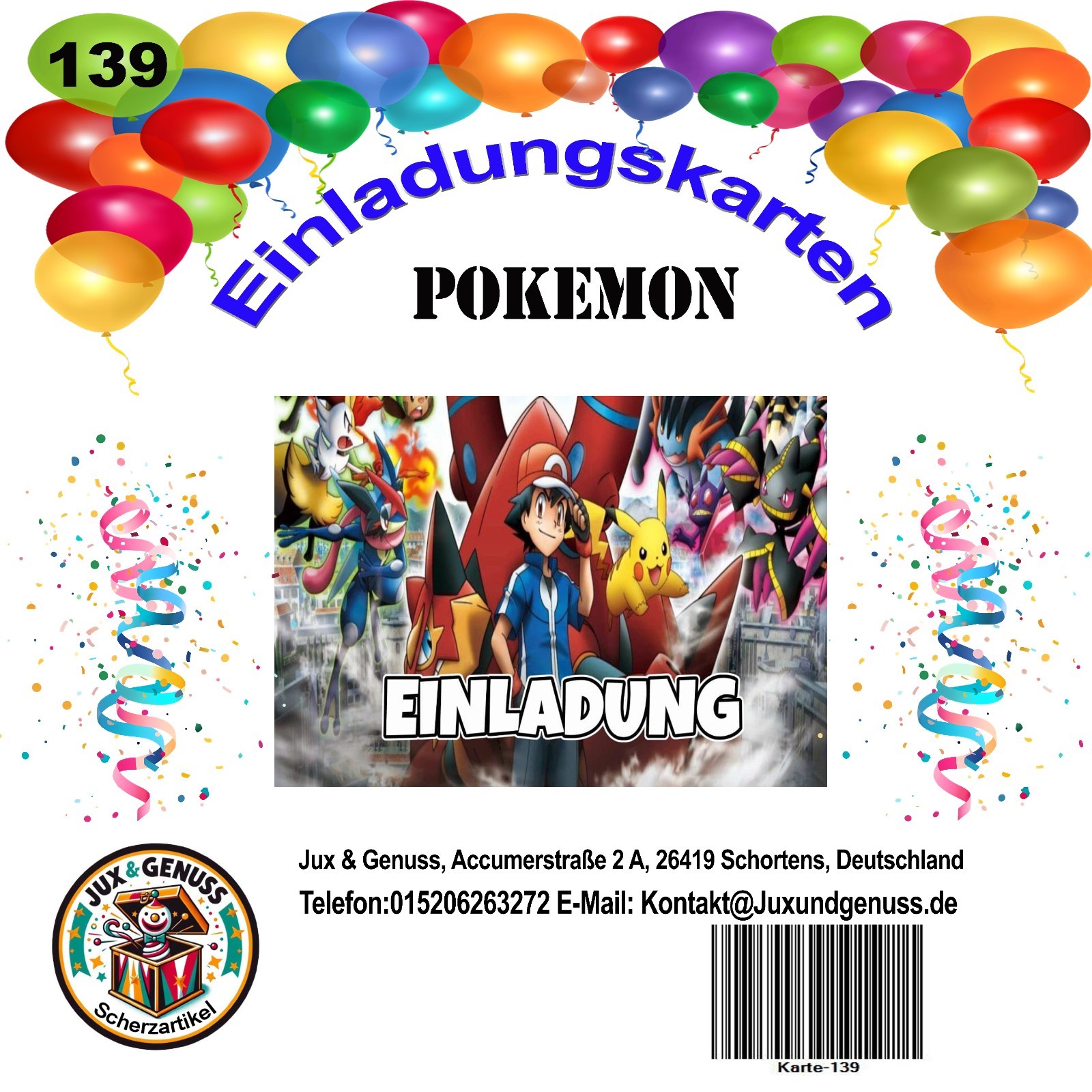 12 Einladungskarten & 12 Umschläge für Geburtstag Pokemon  ( 116 ) - Image 51