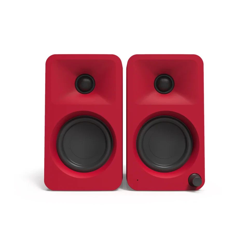 Altavoces para computadora de escritorio Kanto ORA 100W alimentados con Bluetooth 5.0 (rojo mate) Foto 2 de 4