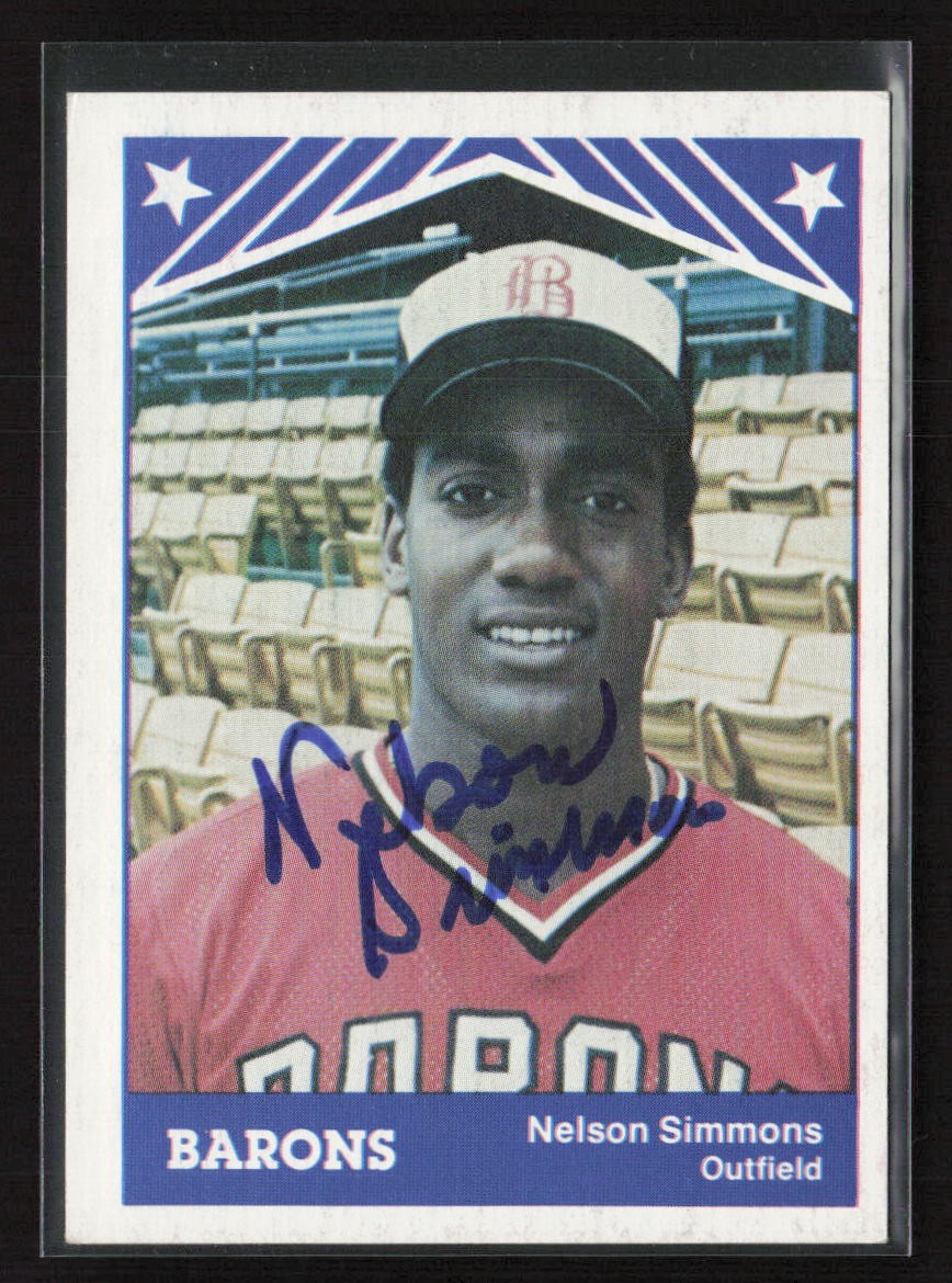 1983 TCMA Birmingham Barons #16 Nelson Simmons - On Card Auto - TTM