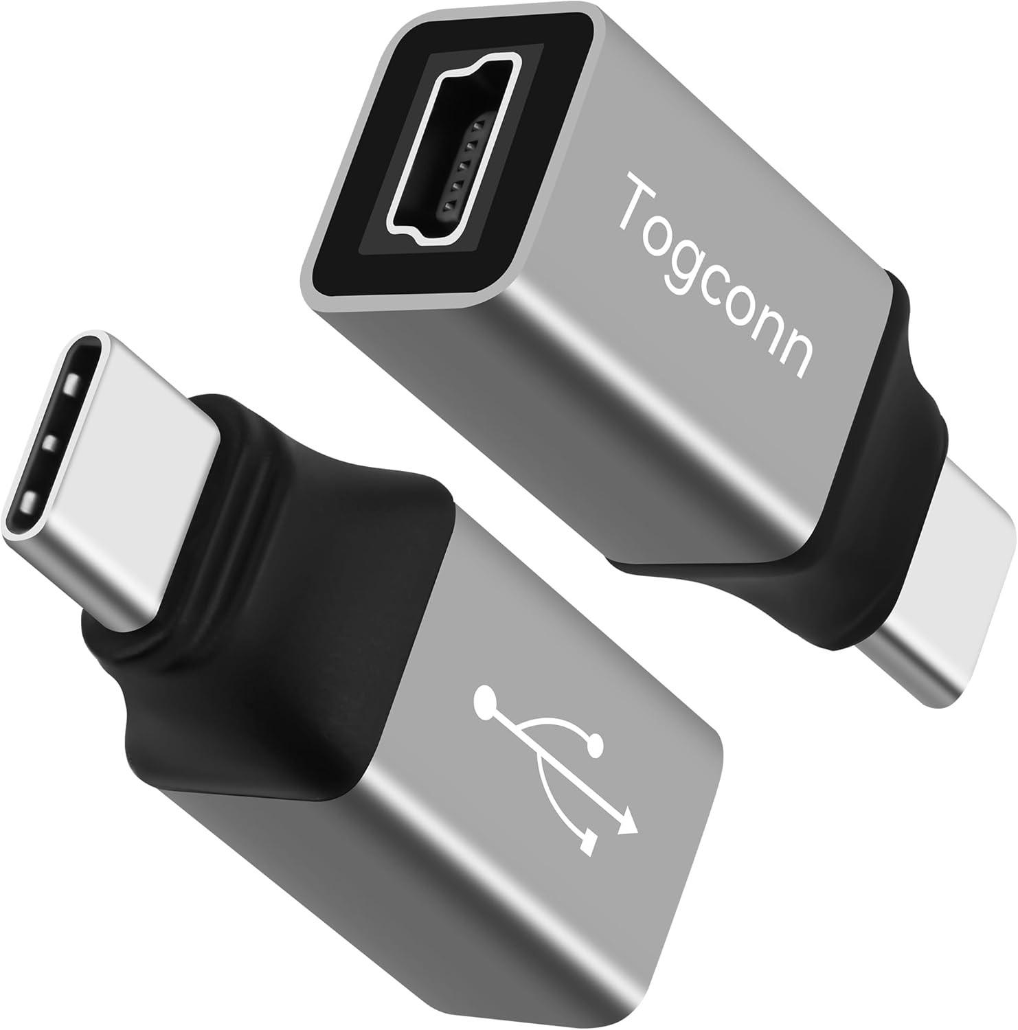 Mini USB to C Adapter 2 Pack, 2 C (Male) (Female) 