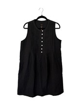Quince Women’s 100% Organic Cotton Gauze Sleeveless Dress in Black Sz L NWT