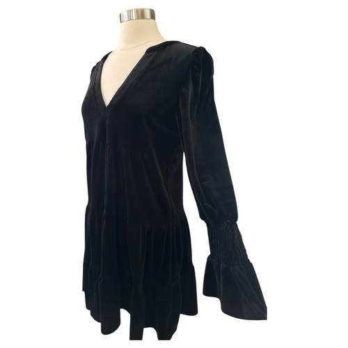 Tuckernuck Pomander Place Dress Womens Large Kenzo Black Velvet Tiered Short - Picture 19 of 22