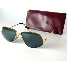 Vintage 80s Cartier Panthere Sunglasses platinum gold 22K trinity vendome santos