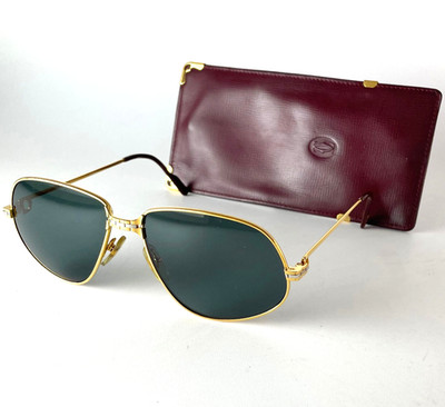 Vintage 80s Cartier Panthere Sunglasses platinum gold 22K trinity vendome santos