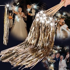   Drixbor 100 PCS Light Up Wedding Wands - LED Tinsel Streamers for Wedding