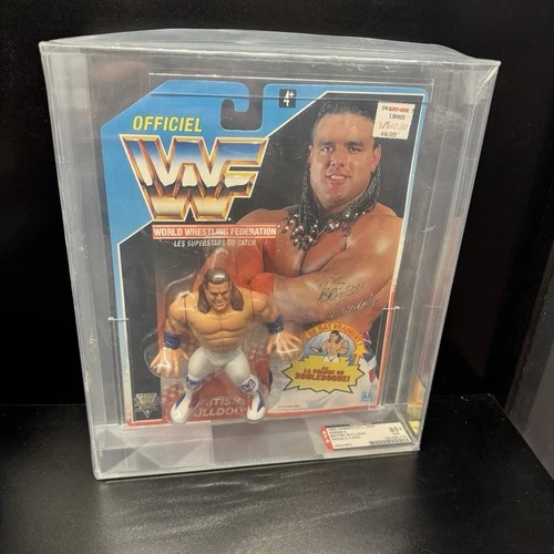 1992 WWF Hasbro British Bulldog AFA 85 + • French Card • NONE HIGHER • MOC