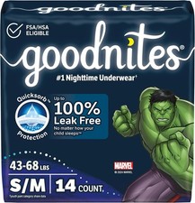 Goodnites Boys' Nighttime Bedwetting Underwear Size S/M 43-68 lbs 14 Ct