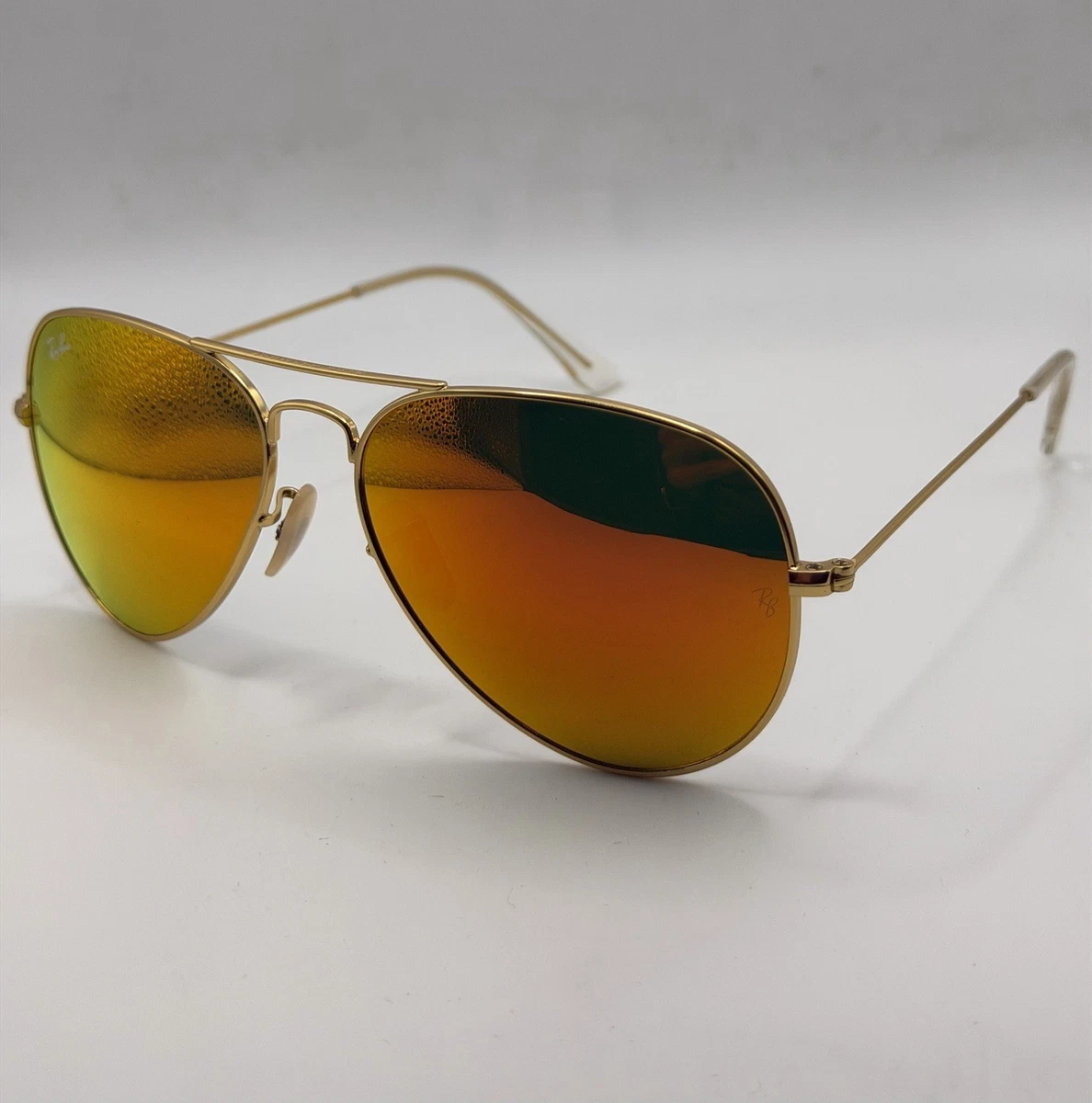 Ray-Ban Aviator Sunglasses Gold Frame Orange Lenses 62mm large Ray-Ban Orange Aviator Sunglasses for Men for sale | eBay main image 4
