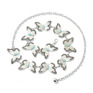 Motion East Silver Chain Statement Belt Butterfly Beetle Charms Butterfly Chain Belt | eBay main image 2