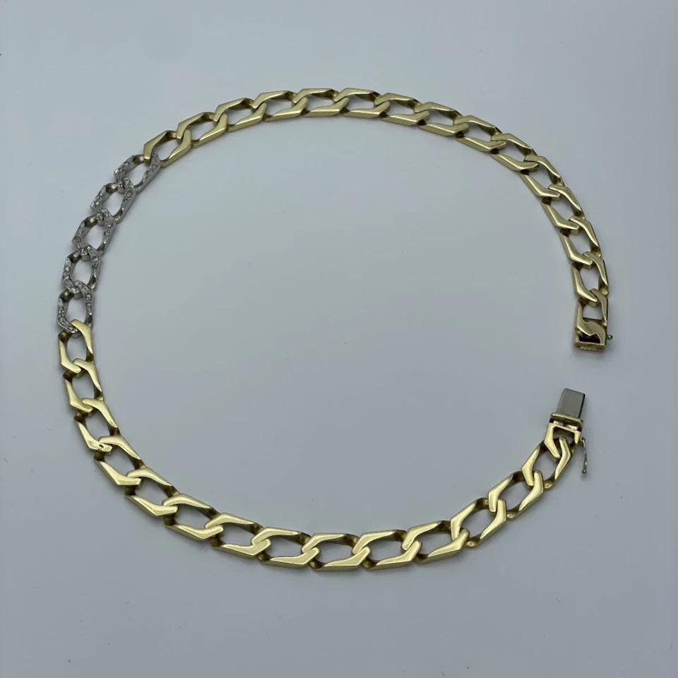 BRILLIANTEN KETTE 18K 750 GELBGOLD MIT BRILLIANTEN 1,0 CT. 50CM LÄNGE 62 GR.