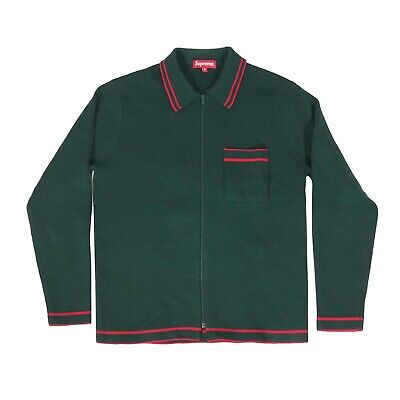 Supreme Merino Wool Zip Polo Sweater FW16 Green/Red Size M | eBay