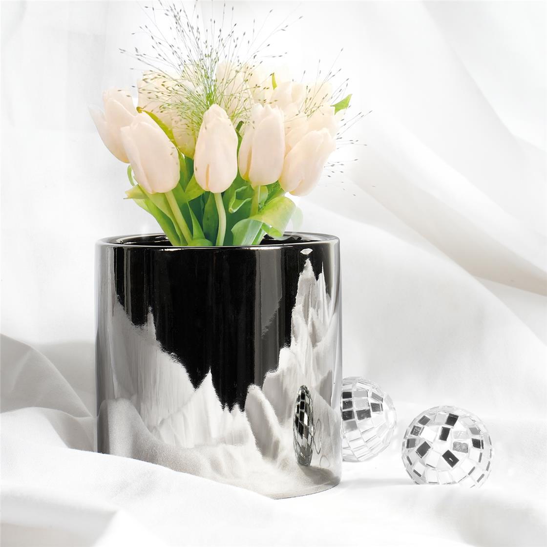 Silver Glazed Plating Ceramic Plant Flower Pot Gloss Planter Garden Decor