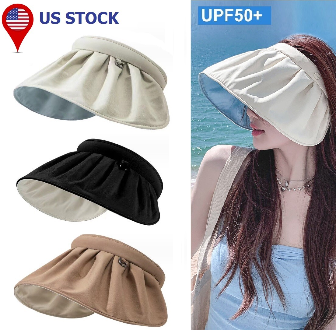 Wide Brim Sun Visor with UPF 50+ Sun Protection - Packable & Adjustable Straw Sun Visor for Women, Wide Brim UPF 50+ Protection  main image 3