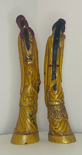 VINTAGE ART MARK ASIAN CARVED RESIN FIGURES HUSBAND & WIFE With CHILDREN 15,5" - Picture 8 of 15