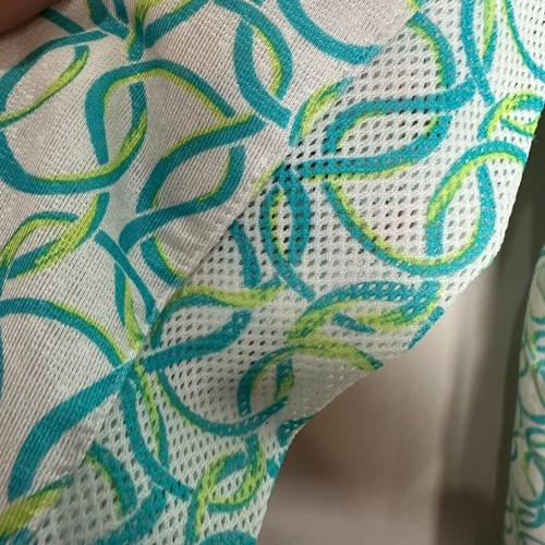 San Soleil Soltex Lux Cooling shirt Size Large Green Blue Geometric UPF 50 - Picture 3 of 9