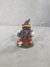 Vintage Pumpkin Jack O Lantern Wearing Witch Hat Halloween Home Decor 4" Tall