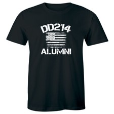 DD214 Alumni American Flag Patriotic T-Shirt Military Veteran Tee Men's Shirt