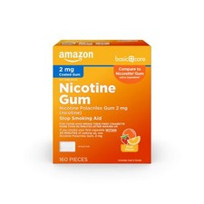 Amazon Basic Care Coated Nicotine Polacrilex Gum, 2 mg nicotine , Stop Smoki...
