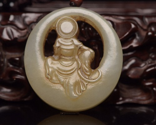 Certified Natural Hetian Jade Handcarved Exquisite Guanyin Statue Pendant 4294 - Picture 2 of 9
