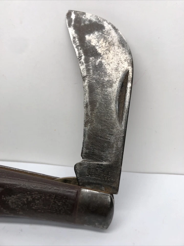 Cuchillo de colección Klein Tools Chicago IL Hawkbill forro bloqueo mango marrón Foto 2 de 4