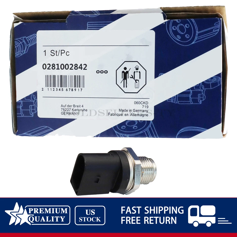 Sensor de presión de riel de combustible 0281002842 compatible con Mercedes-Benz 0061536528 2005-2013 Foto 3 de 4