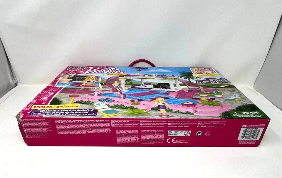 Mega Bloks 80228 Barbie Build ‘N Style Pool Party 159 Pieces NEW Sealed (2013) - Image 2 of 4